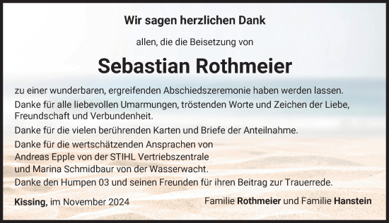 Traueranzeige von Sebastian Rothmeier von Friedberger Allgemeine