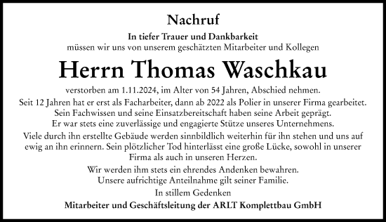Traueranzeige von Thomas Waschkau von Rieser Nachrichten