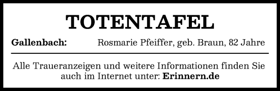 Traueranzeige von Totentafel vom 12.11.2024 von Aichacher Nachrichten