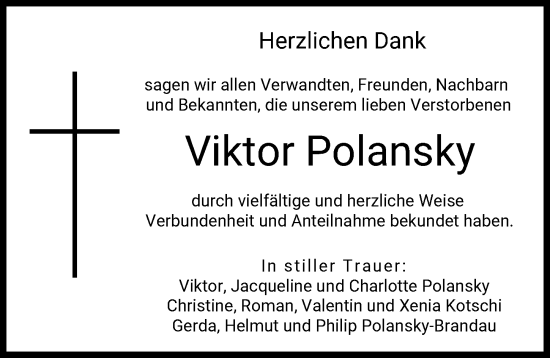 Traueranzeige von Viktor Polansky von Mindelheimer Zeitung