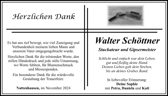 Traueranzeige von Walter Schöttner von Mittelschwäbische Nachrichten