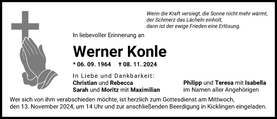 Traueranzeige von Werner Konle von Donau Zeitung