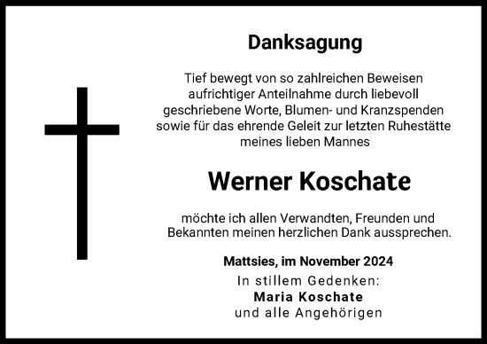 Traueranzeige von Werner Koschate von Mindelheimer Zeitung