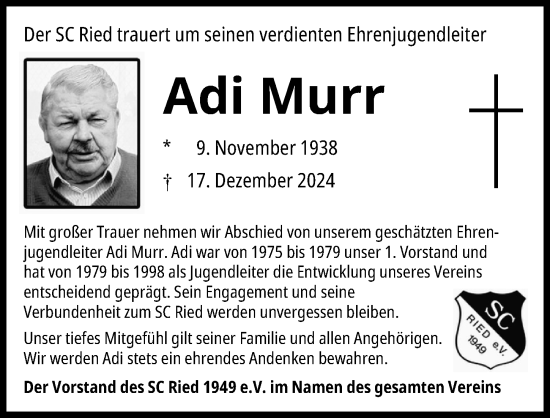 Traueranzeige von Adi Murr von Neuburger Rundschau