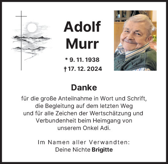 Traueranzeige von Adolf Murr von Neuburger Rundschau
