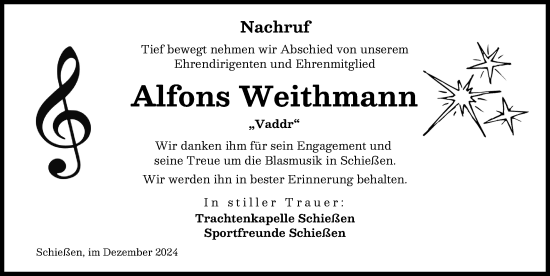 Traueranzeige von Alfons Weithmann von Neu-Ulmer Zeitung