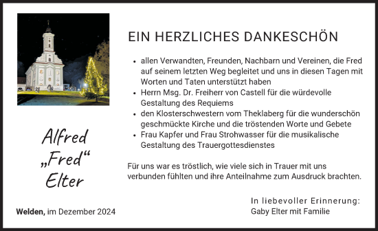 Traueranzeige von Alfred Elter von Augsburger Allgemeine