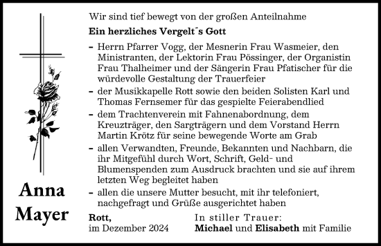 Traueranzeige von Anna Mayer von Landsberger Tagblatt