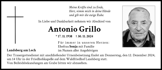 Traueranzeige von Antonio Grillo von Landsberger Tagblatt