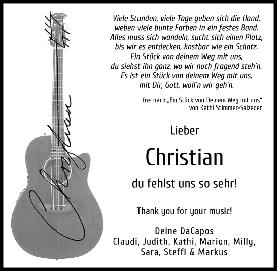 Traueranzeige von Christian  von Günzburger Zeitung
