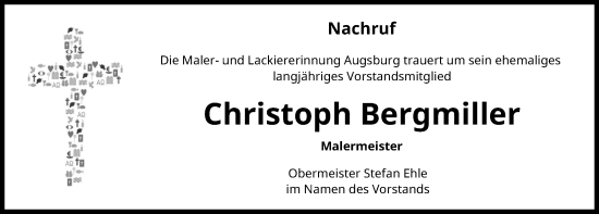 Traueranzeige von Christoph Bergmiller von Augsburger Allgemeine