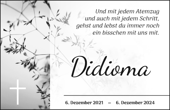 Traueranzeige von Didioma  von Günzburger Zeitung