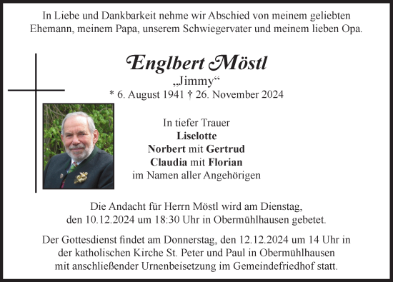 Traueranzeige von Englbert Möstl von Landsberger Tagblatt