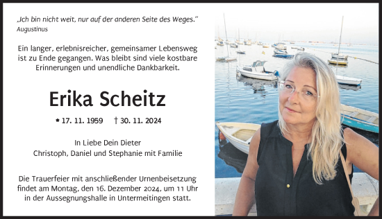 Traueranzeige von Erika Scheitz von Schwabmünchner Allgemeine