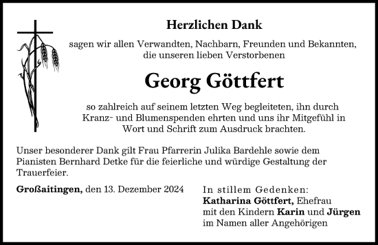 Traueranzeige von Georg Göttfert von Schwabmünchner Allgemeine