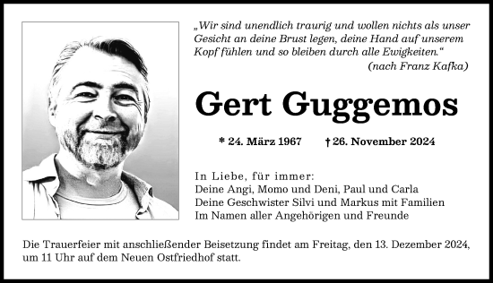 Traueranzeige von Gert Guggemos von Augsburger Allgemeine