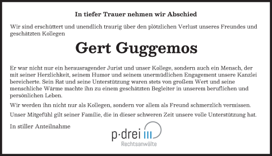 Traueranzeige von Gert Guggemos von Augsburger Allgemeine