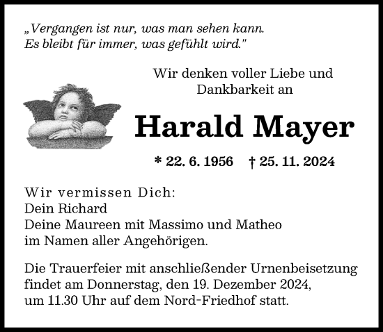 Traueranzeige von Harald Mayer von Augsburger Allgemeine