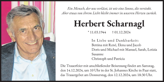 Traueranzeige von Herbert Scharnagl von Friedberger Allgemeine