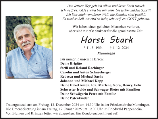 Traueranzeige von Horst Stark von Rieser Nachrichten