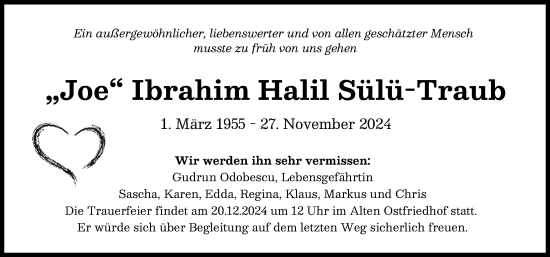 Traueranzeige von Ibrahim Halil Sülü-Traub von Augsburger Allgemeine