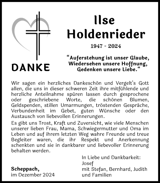 Traueranzeige von Ilse Holdenrieder von Günzburger Zeitung