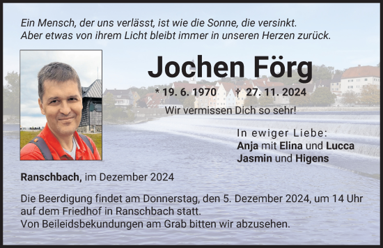 Traueranzeige von Jochen Förg von Landsberger Tagblatt