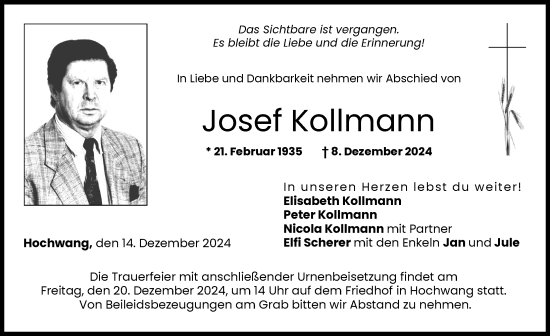 Traueranzeige von Josef Kollmann von Günzburger Zeitung