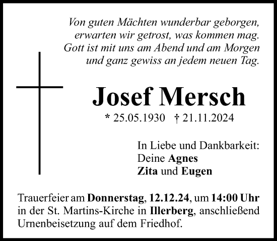 Traueranzeige von Josef Mersch von Neu-Ulmer Zeitung