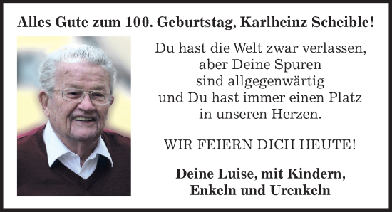 Traueranzeige von Karlheinz Scheible von Rieser Nachrichten
