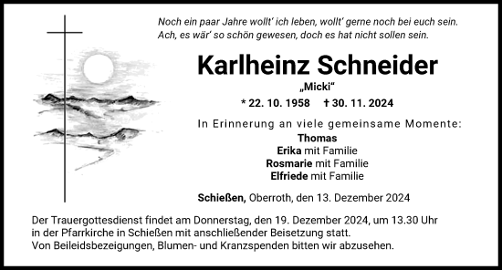 Traueranzeige von Karlheinz Schneider von Neu-Ulmer Zeitung