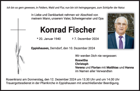 Traueranzeige von Konrad Fischer von Mindelheimer Zeitung