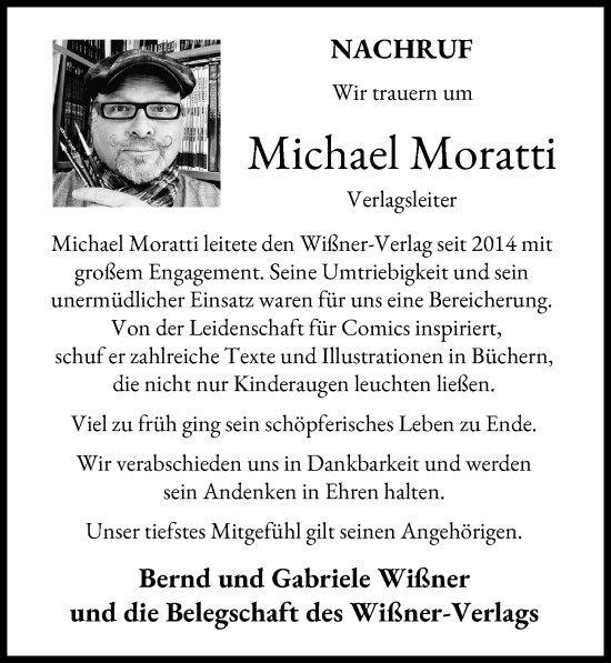 Traueranzeige von Michael Moratti von Augsburger Allgemeine, Donauwörther Zeitung