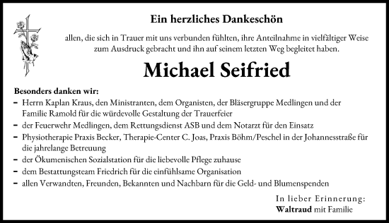 Traueranzeige von Michael Seifried von Donau Zeitung