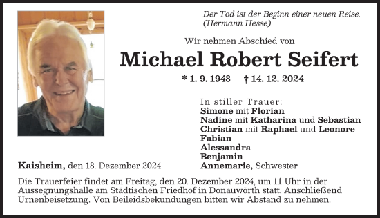 Traueranzeige von Michael Robert Seifert von Donauwörther Zeitung