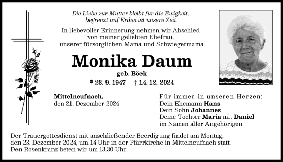 Traueranzeige von Monika Daum von Schwabmünchner Allgemeine
