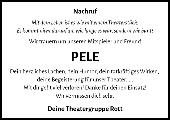Traueranzeige von Pele  von Landsberger Tagblatt