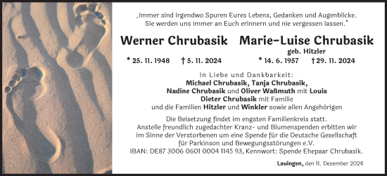 Traueranzeige von Werner Chrubasik von Donau Zeitung