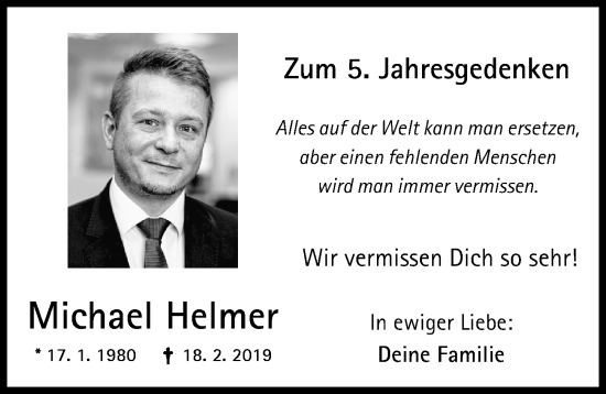 Traueranzeige von Michael Helmer von Schwabmünchner Allgemeine