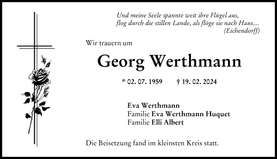 Traueranzeige von Georg Werthmann von Donau Zeitung