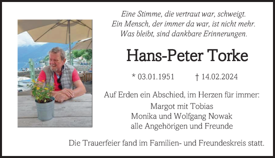 Traueranzeige von Hans-Peter Torke von Illertisser Zeitung