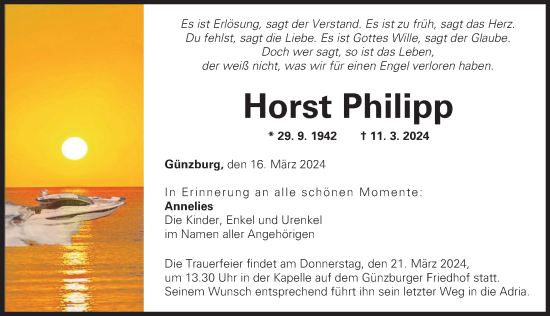Traueranzeige von Horst Philipp von Günzburger Zeitung