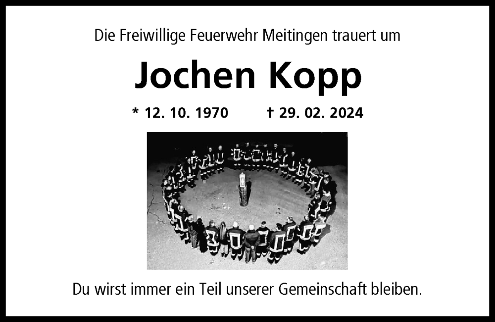  Traueranzeige für Jochen Kopp vom 13.03.2024 aus Augsburg-Land
