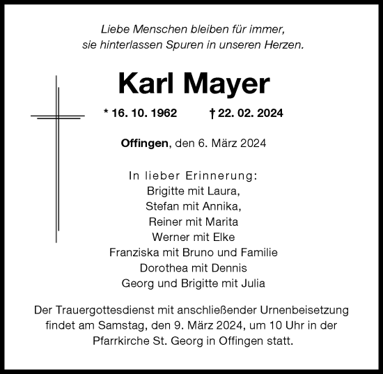 Traueranzeige von Karl Mayer von Günzburger Zeitung