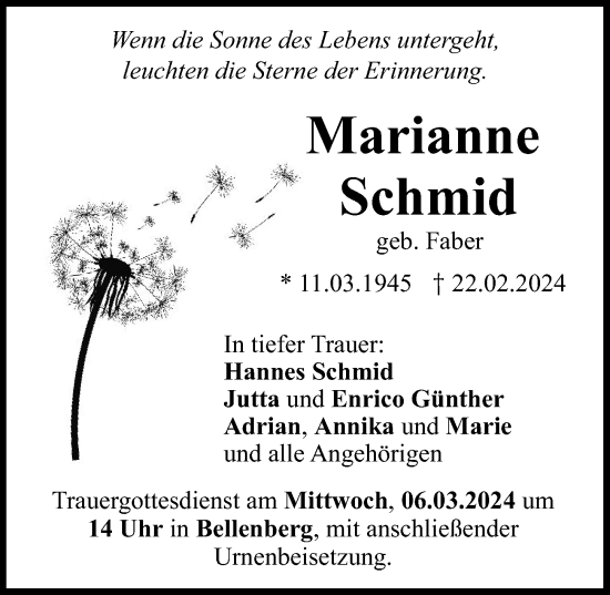 Traueranzeige von Marianne Schmid von Illertisser Zeitung