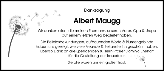 Traueranzeige von Albert Maugg von Augsburger Allgemeine