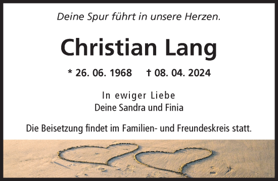 Traueranzeige von Christian Lang von Landsberger Tagblatt