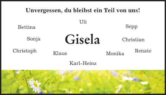 Traueranzeige von Gisela  von Günzburger Zeitung