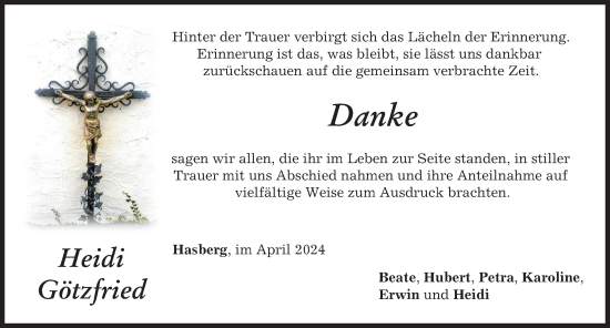 Traueranzeige von Heidi Götzfried von Mindelheimer Zeitung