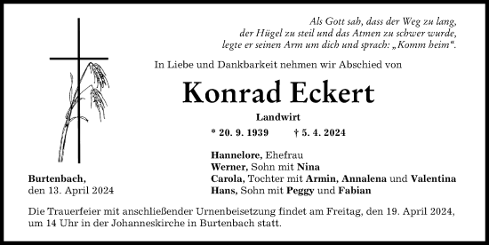 Traueranzeige von Konrad Eckert von Günzburger Zeitung
